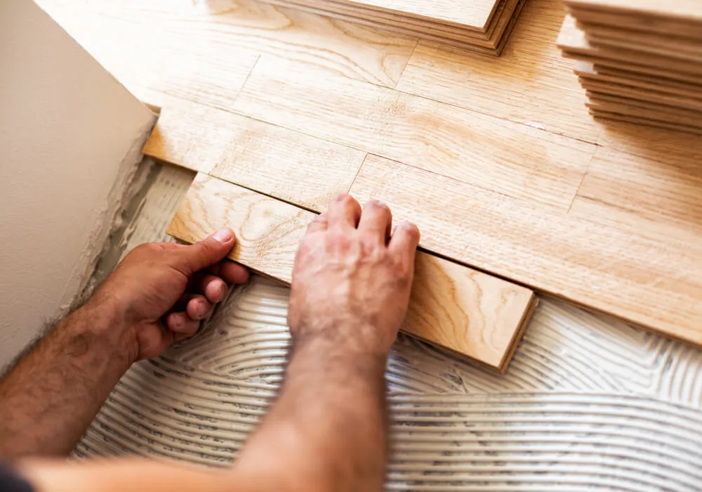 Hardwood during Install - Roberts Carpet & Fine Floors